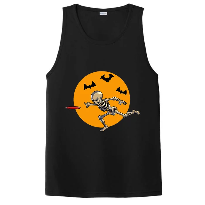 Disc Golfing Skeleton Halloween Disc Golf Halloween Performance Tank