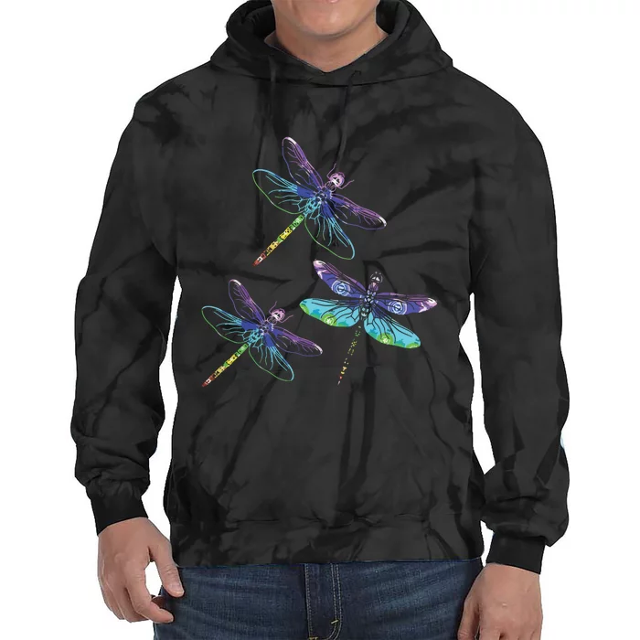 Dragonfly Gift Spirit Animal Chakra Color Dragonflies Tie Dye Hoodie