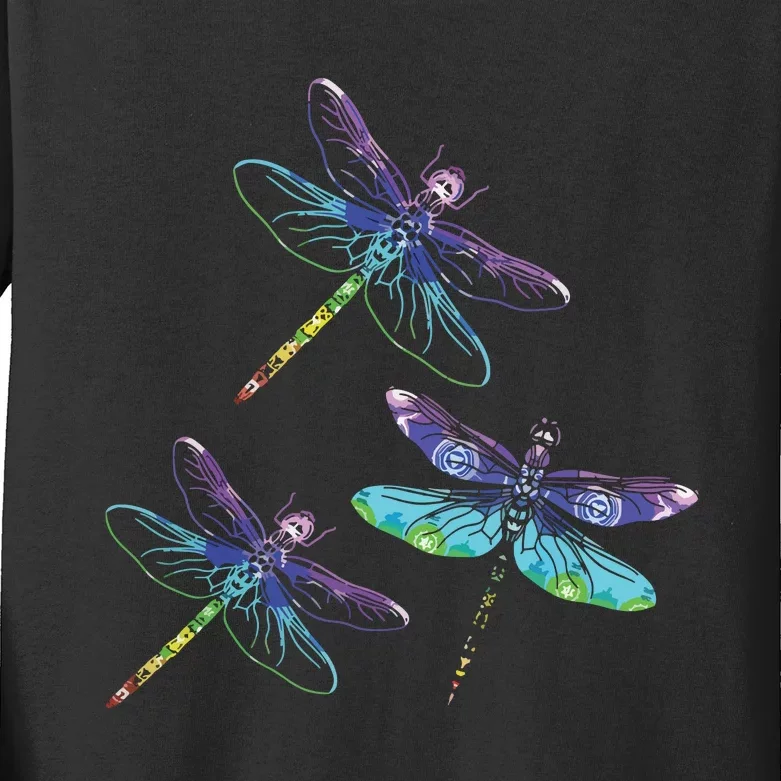Dragonfly Gift Spirit Animal Chakra Color Dragonflies Kids Long Sleeve  Shirt
