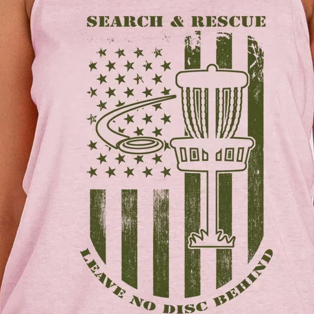 Disc Golf Search And Rescue Leave No Disc Behind Green Great Gift Women's Knotted Racerback Tank