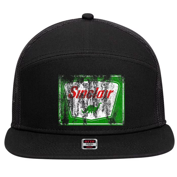 Dinosaur Gas Station Vintage Retro 7 Panel Mesh Trucker Snapback Hat