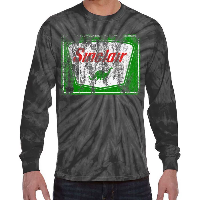 Dinosaur Gas Station Vintage Retro Tie-Dye Long Sleeve Shirt