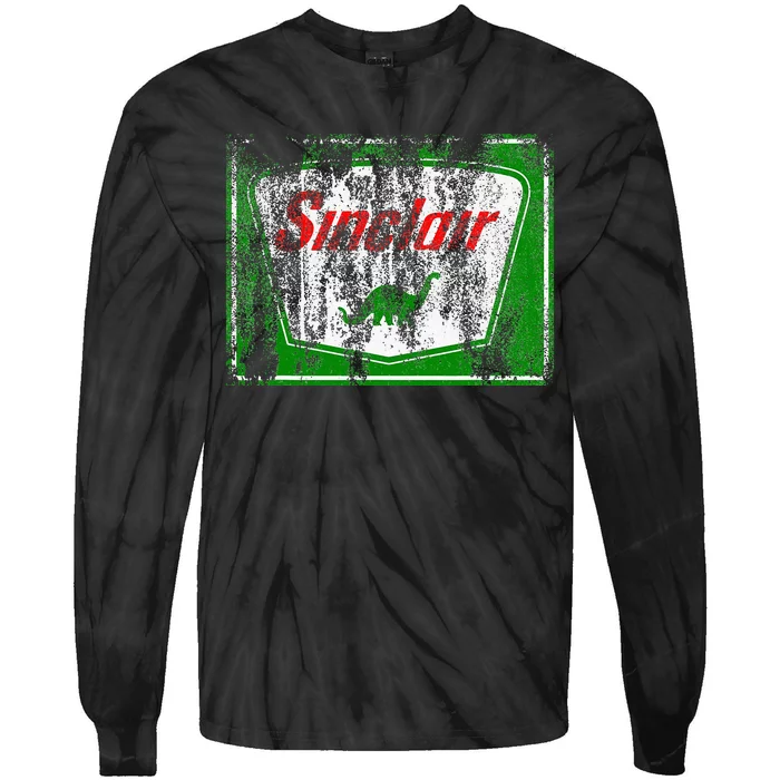 Dinosaur Gas Station Vintage Retro Tie-Dye Long Sleeve Shirt