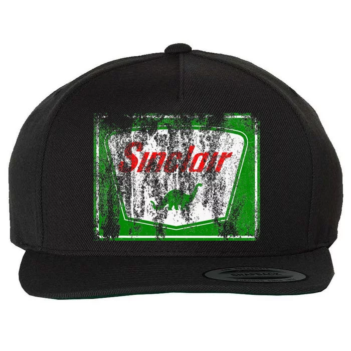 Dinosaur Gas Station Vintage Retro Wool Snapback Cap