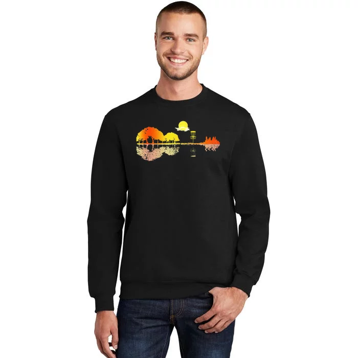 Disc Golf Sunset Guitar Guitarist Player Golfing Tall Sweatshirt