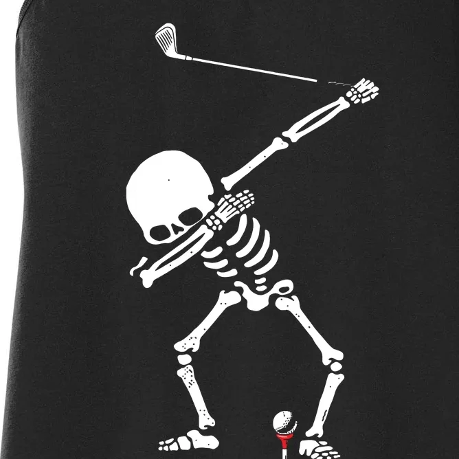 Dabbing Golf Skeleton Funny Golfer Women's Racerback Tank