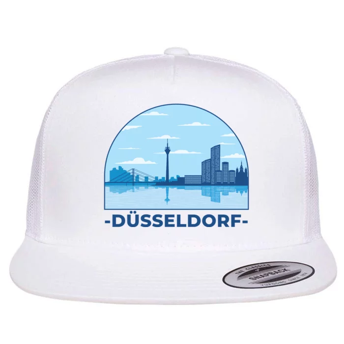 Dusseldorf Germany Skyline Flat Bill Trucker Hat