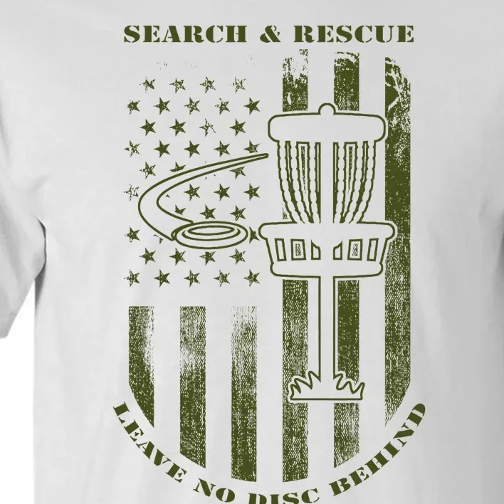 Disc Golf Search & Rescue Leave No Disc Behind Green Tall T-Shirt