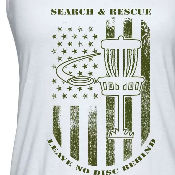 Disc Golf Search & Rescue Leave No Disc Behind Green Ladies Essential Flowy Tank