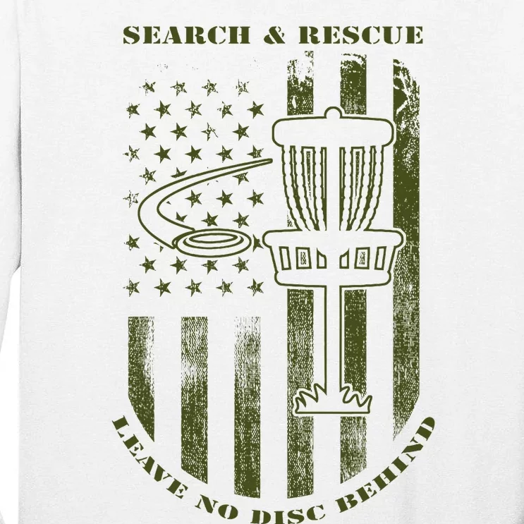 Disc Golf Search & Rescue Leave No Disc Behind Green Tall Long Sleeve T-Shirt