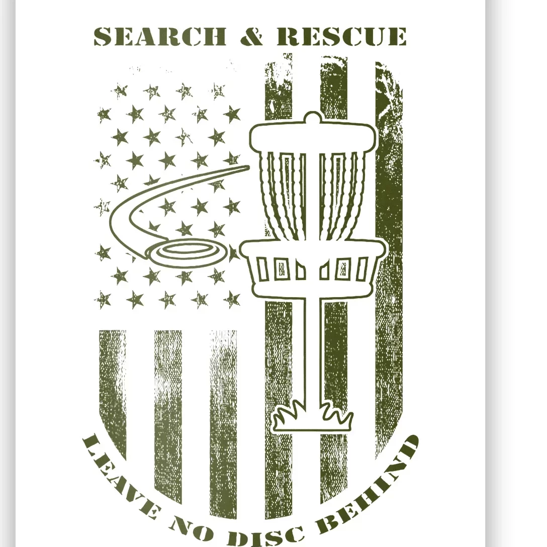 Disc Golf Search & Rescue Leave No Disc Behind Green Poster