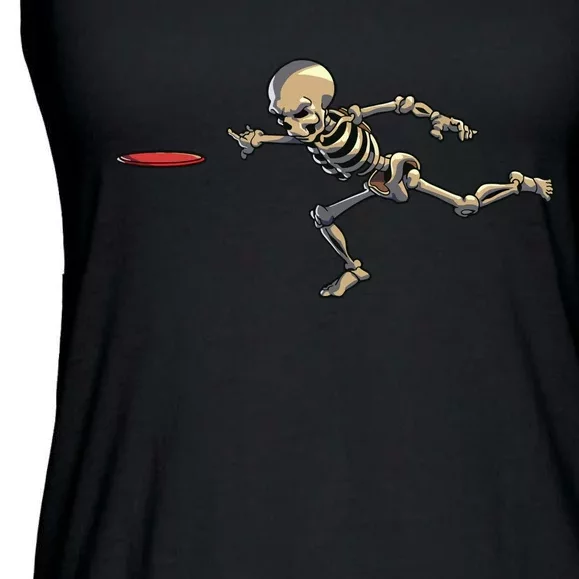 Disc Golfing Skeleton Halloween Disc Golf Halloween Ladies Essential Flowy Tank