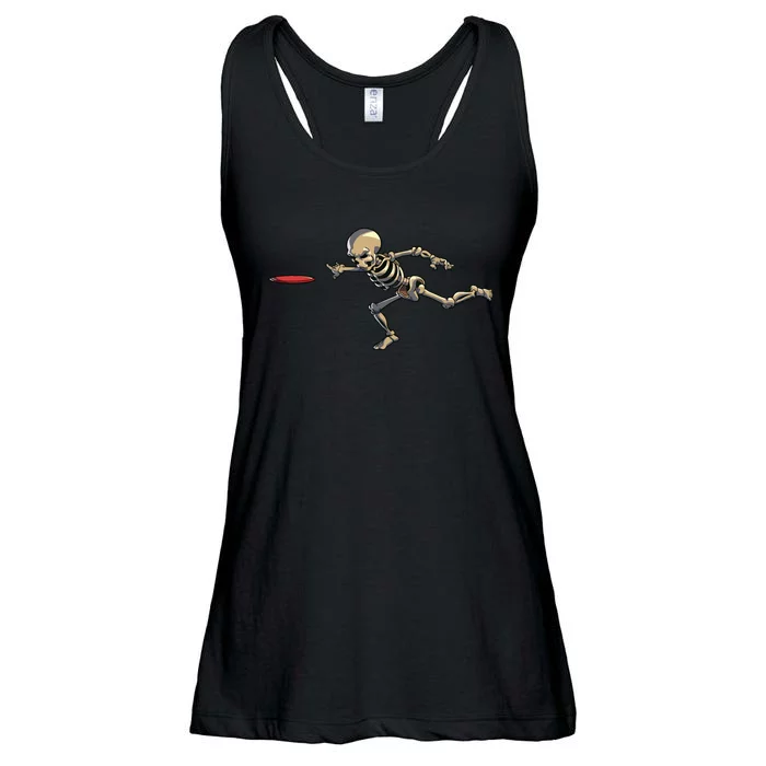 Disc Golfing Skeleton Halloween Disc Golf Halloween Ladies Essential Flowy Tank