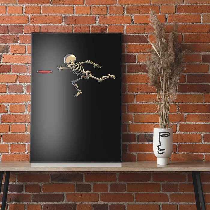 Disc Golfing Skeleton Halloween Disc Golf Halloween Poster