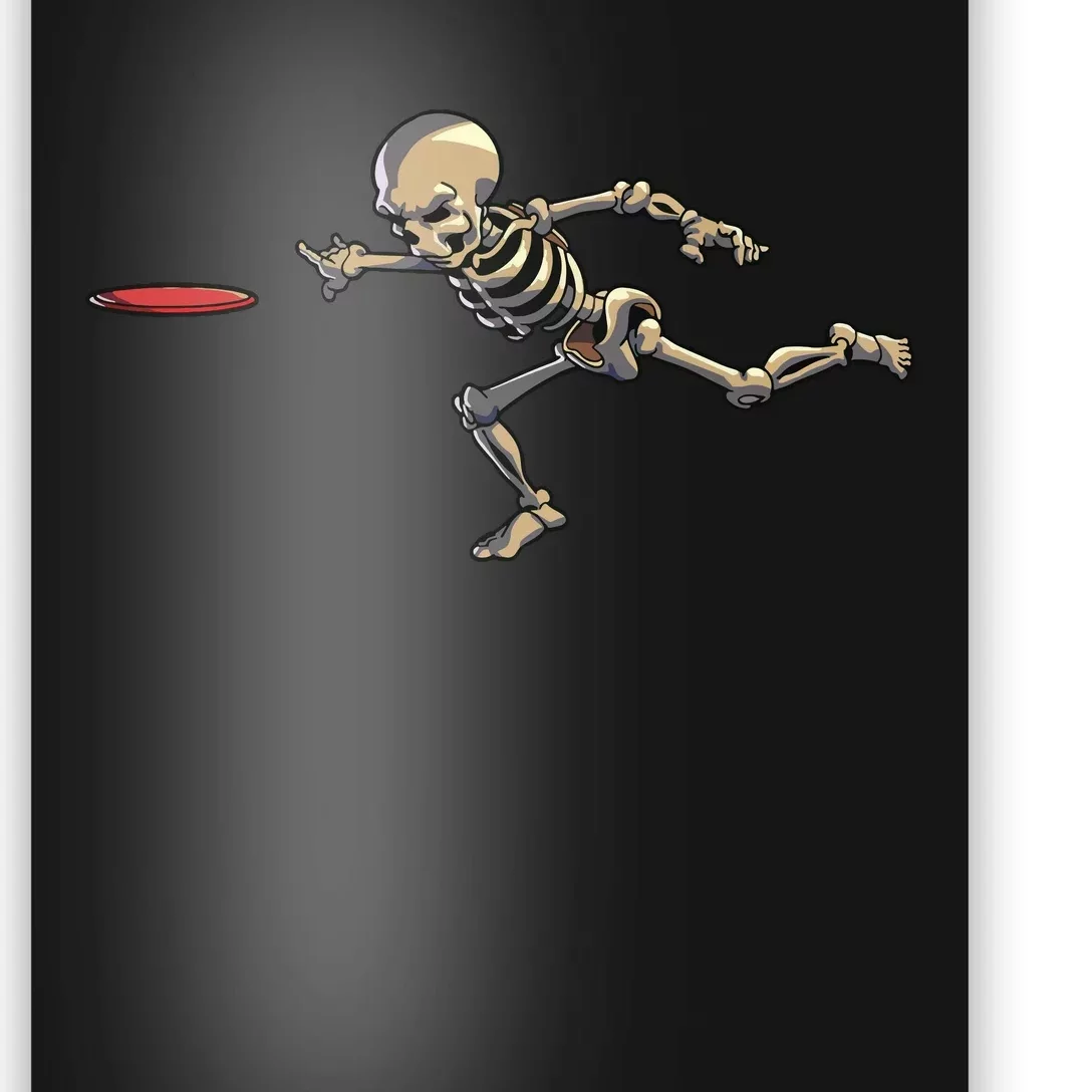 Disc Golfing Skeleton Halloween Disc Golf Halloween Poster