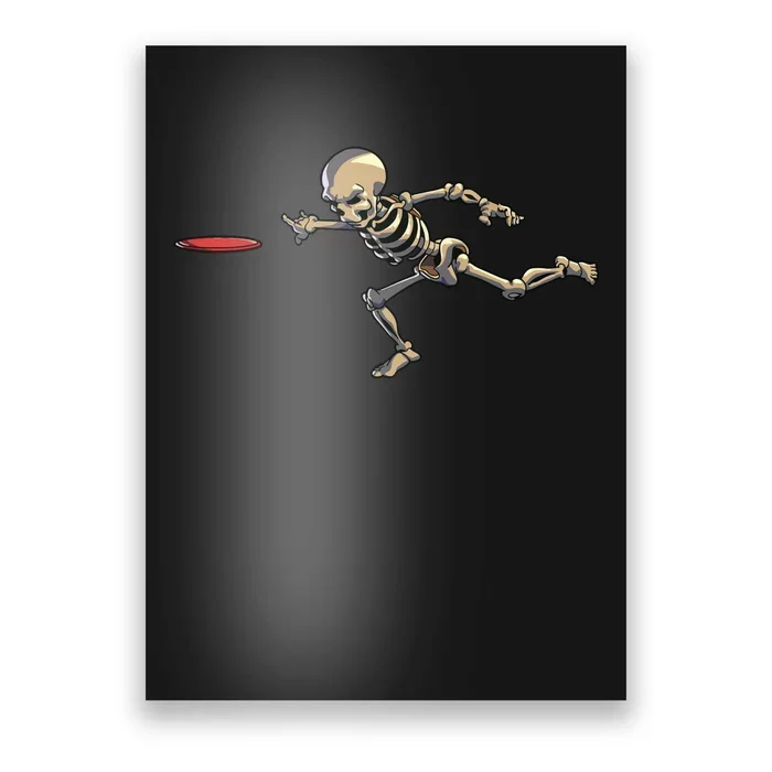 Disc Golfing Skeleton Halloween Disc Golf Halloween Poster