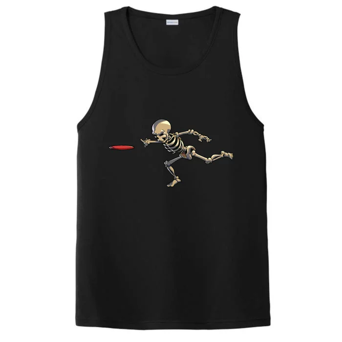 Disc Golfing Skeleton Halloween Disc Golf Halloween Performance Tank