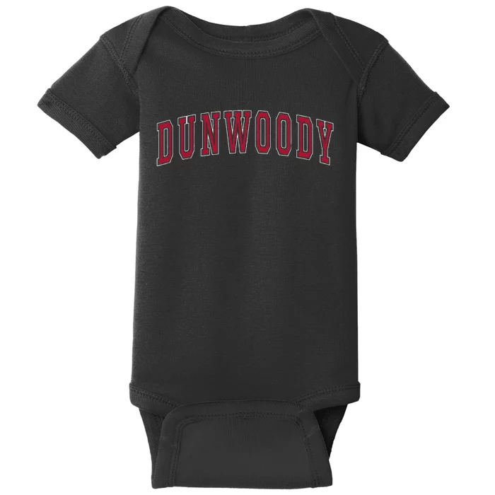 Dunwoody Georgia Souvenir Sport College Style Text Baby Bodysuit