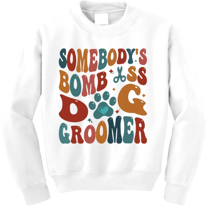 Dog Groomer Somebodys Bomb As Dog Groomer Kids Sweatshirt