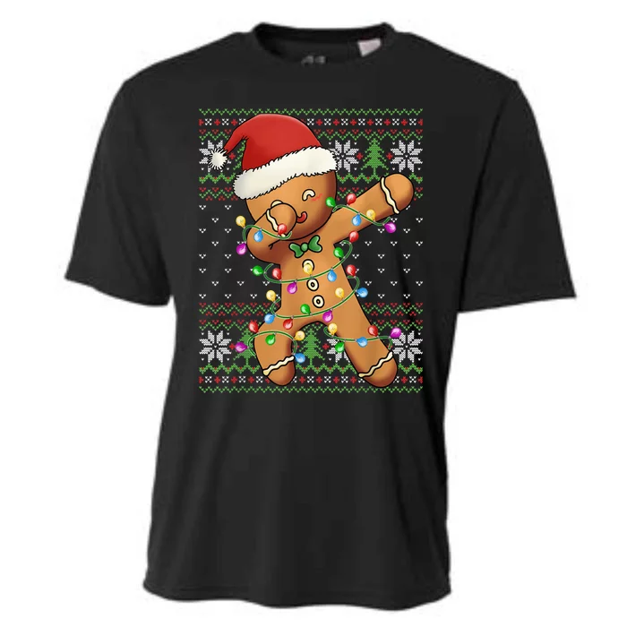 Dabbing Gingerbread Santa Christmas Boy  Xmas Cookie Cooling Performance Crew T-Shirt