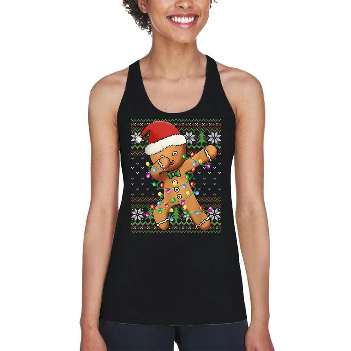 Dabbing Gingerbread Santa Christmas Boy  Xmas Cookie Women's Racerback Tank