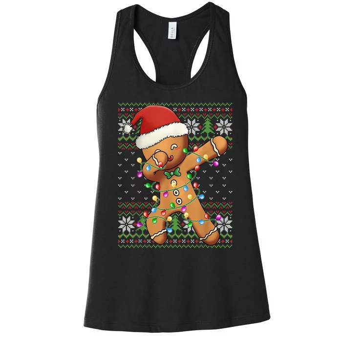 Dabbing Gingerbread Santa Christmas Boy  Xmas Cookie Women's Racerback Tank