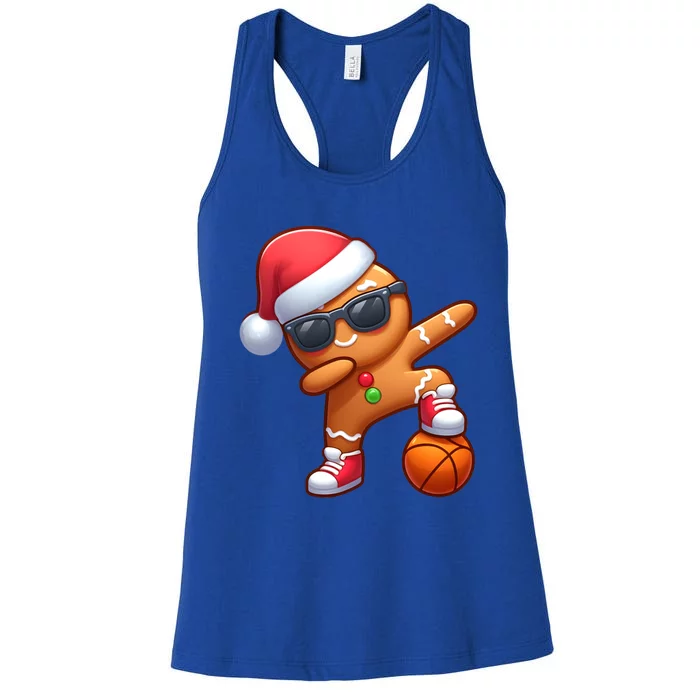 Dabbing Gingerbread Santa Christmas Basketball Xmas Gift Women's Racerback Tank