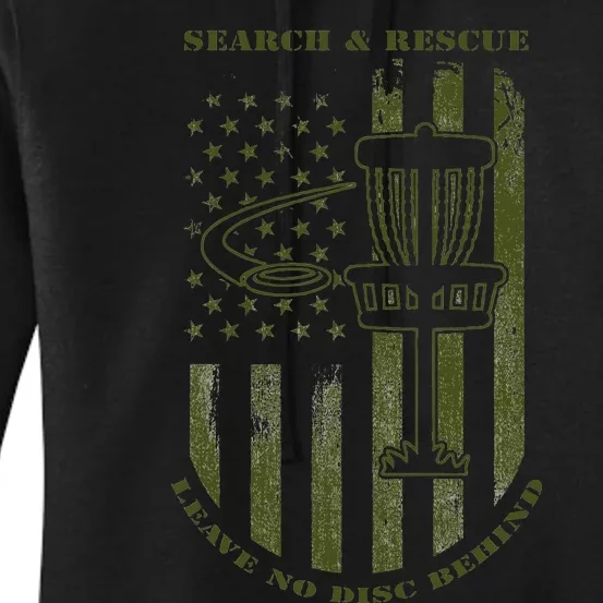 Disc Golf Search & Rescue Leave No Disc Behind Green Women's Pullover Hoodie