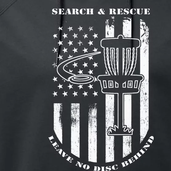 Disc Golf Search & Rescue Leave No Disc Behind White Flag Performance Fleece Hoodie