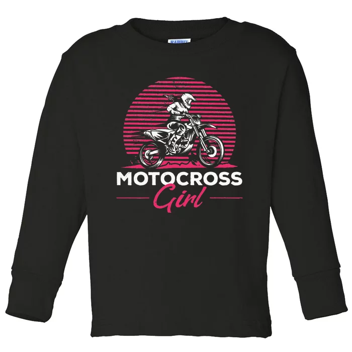 Dirtbike Girl Supercross Girl Enduro Off Road Motocross Girl Toddler Long Sleeve Shirt