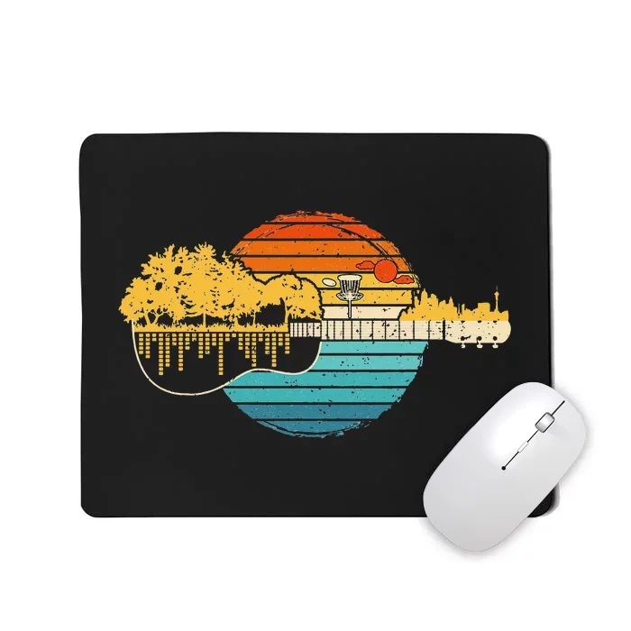 Disc Golf Sunset Retro Guitar - Gifts For Disc Golf Players Mousepad