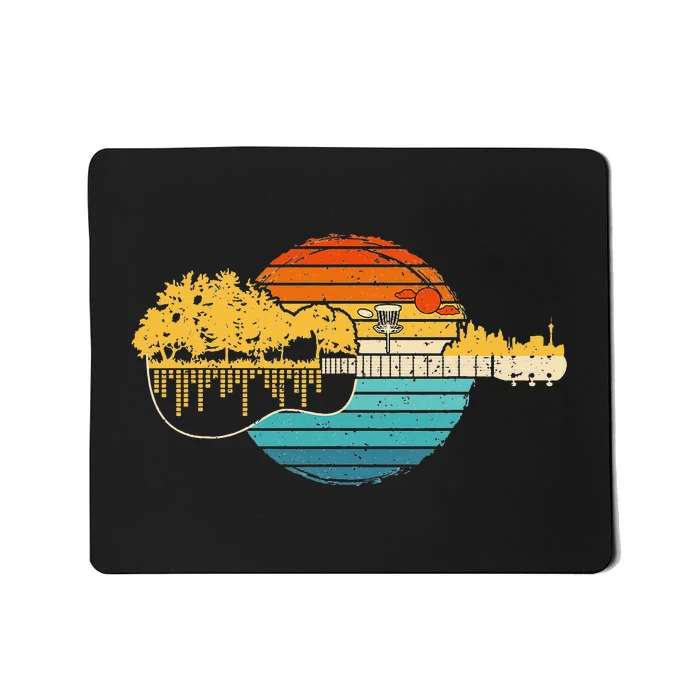 Disc Golf Sunset Retro Guitar - Gifts For Disc Golf Players Mousepad