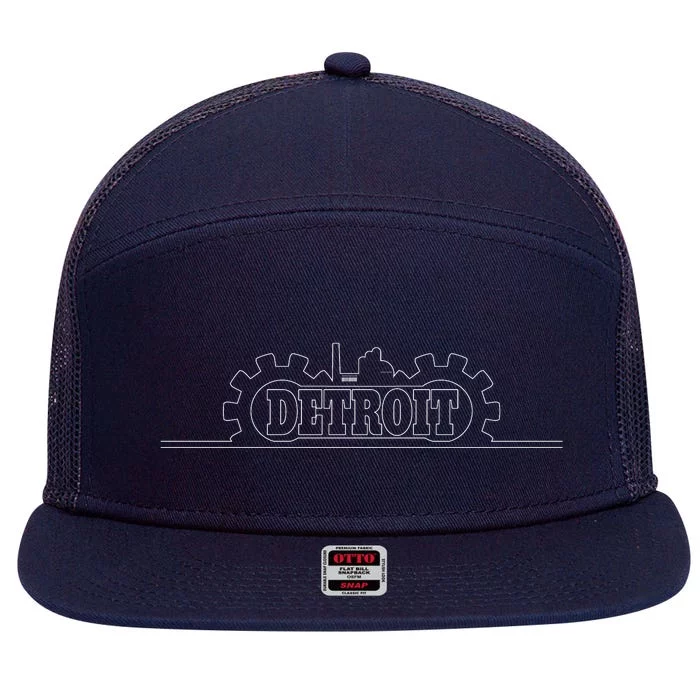 Detroit Gears Skyline 7 Panel Mesh Trucker Snapback Hat