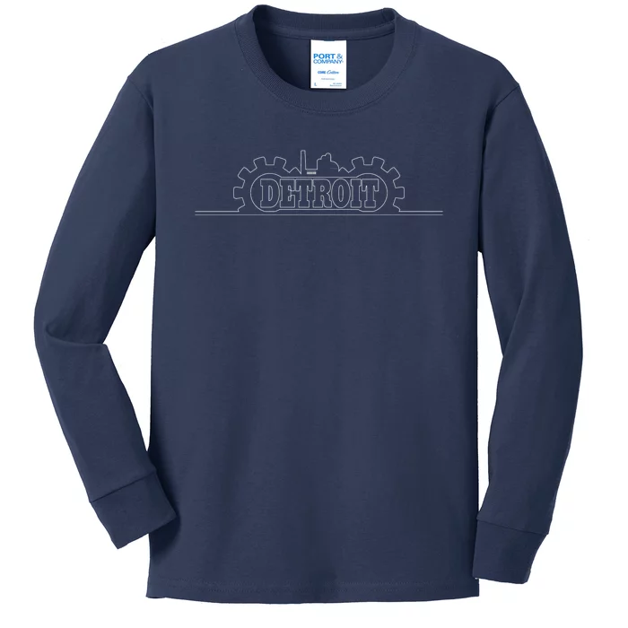 Detroit Gears Skyline Kids Long Sleeve Shirt