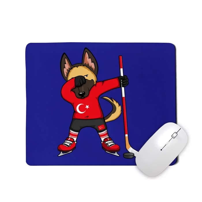 Dabbing Ger Shepherd Turkey Ice Hockey Fans Winter Sports Gift Mousepad