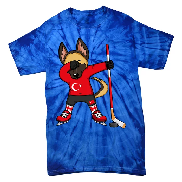 Dabbing Ger Shepherd Turkey Ice Hockey Fans Winter Sports Gift Tie-Dye T-Shirt