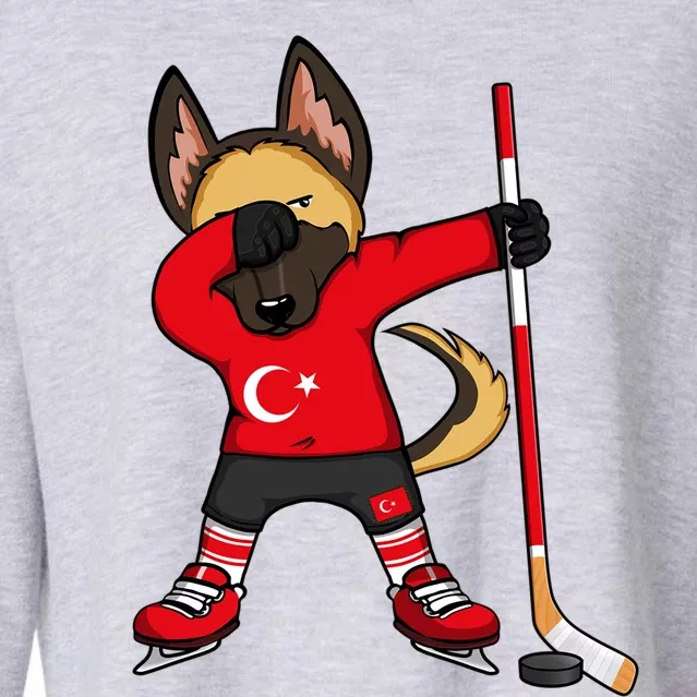 Dabbing Ger Shepherd Turkey Ice Hockey Fans Winter Sports Gift Cropped Pullover Crew