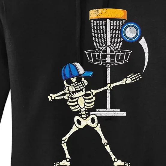 Disc Golfing Skeleton Halloween  Disc Golf Halloween Women's Pullover Hoodie