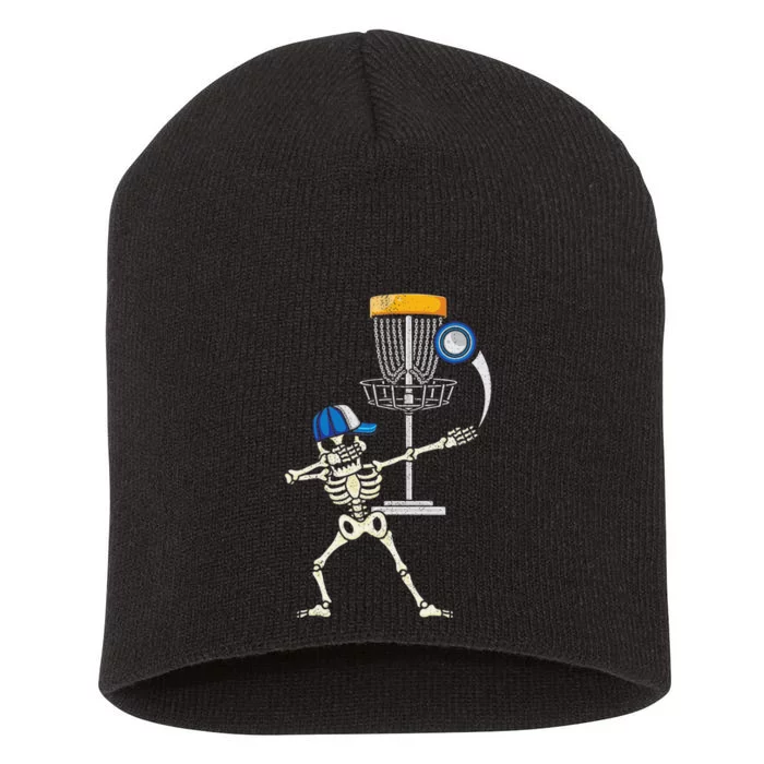 Disc Golfing Skeleton Halloween  Disc Golf Halloween Short Acrylic Beanie