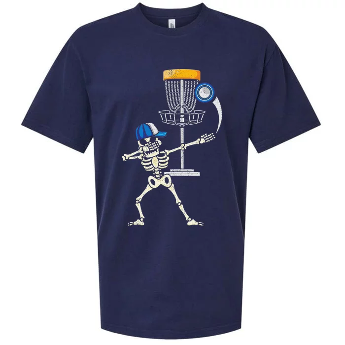 Disc Golfing Skeleton Halloween  Disc Golf Halloween Sueded Cloud Jersey T-Shirt