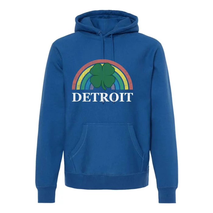 Detroit Gift St Patrick's Day Shamrock Rainbow Irish Lucky Funny Gift Premium Hoodie