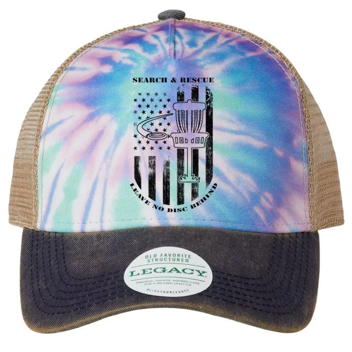 Disc Golf Search & Rescue Leave No Disc Behind Black Legacy Tie Dye Trucker Hat