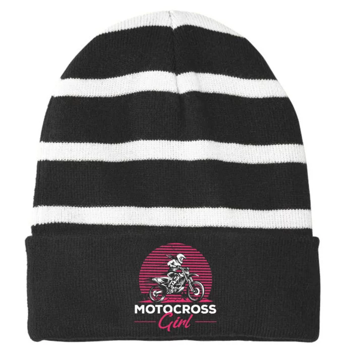 Dirtbike Girl Supercross Girl Enduro Off Road Motocross Girl Striped Beanie with Solid Band