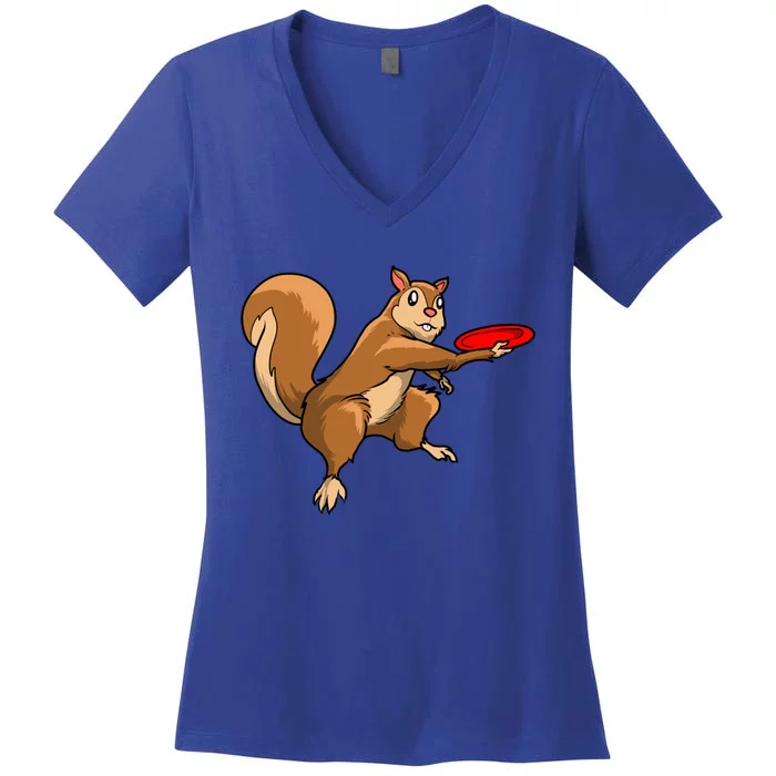 Disc Golf Squirrel Frolf Frisbee Golf Disc Gift Women's V-Neck T-Shirt