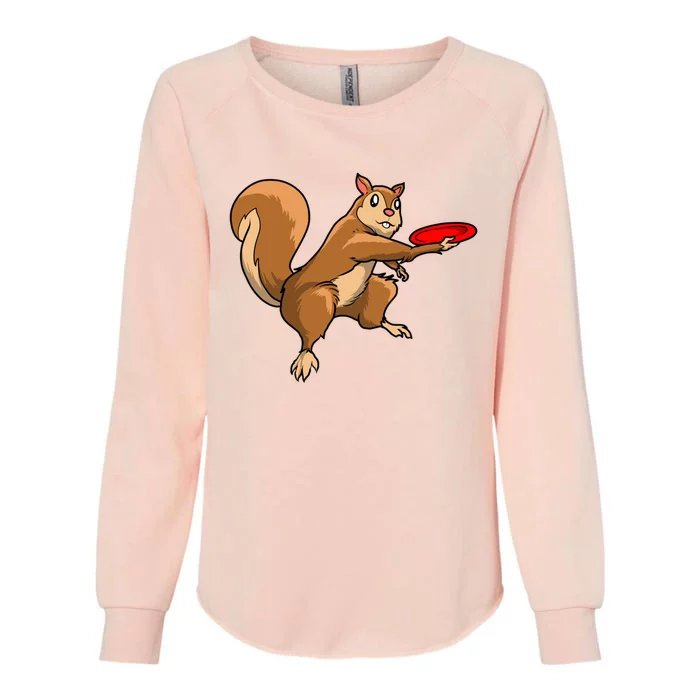 Disc Golf Squirrel Frolf Frisbee Golf Disc Gift Womens California Wash Sweatshirt