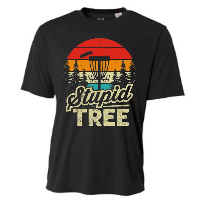 Disc Golf Stupid Tree Funny retro Golf Swing Cooling Performance Crew T-Shirt