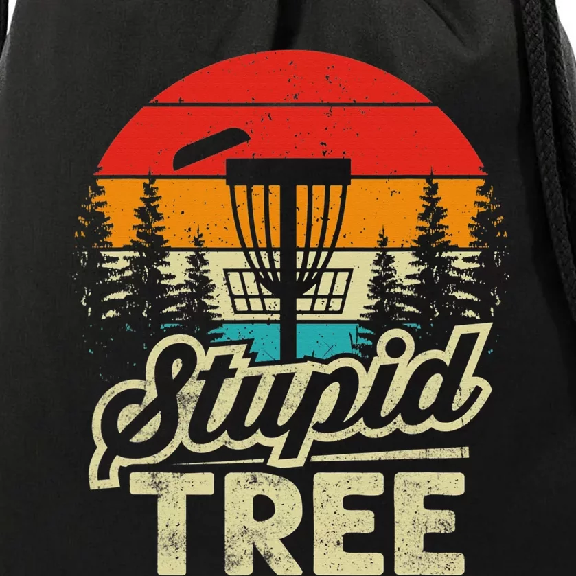 Disc Golf Stupid Tree Funny retro Golf Swing Drawstring Bag