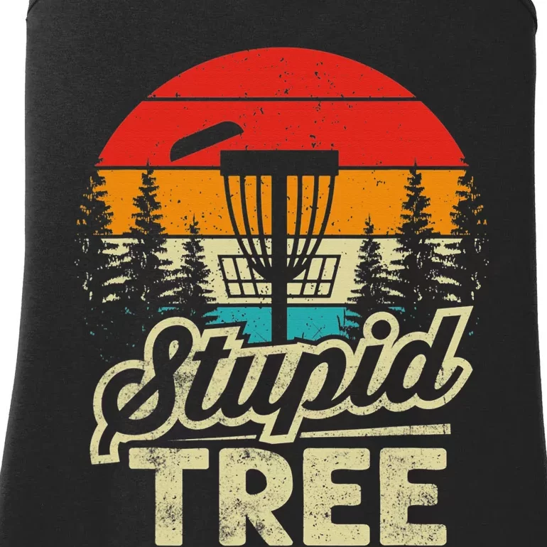 Disc Golf Stupid Tree Funny retro Golf Swing Ladies Essential Tank