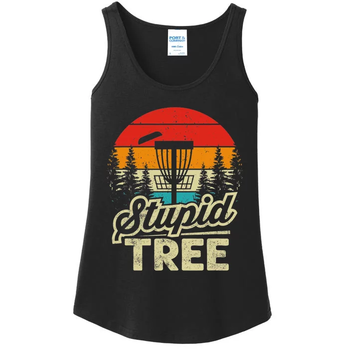 Disc Golf Stupid Tree Funny retro Golf Swing Ladies Essential Tank