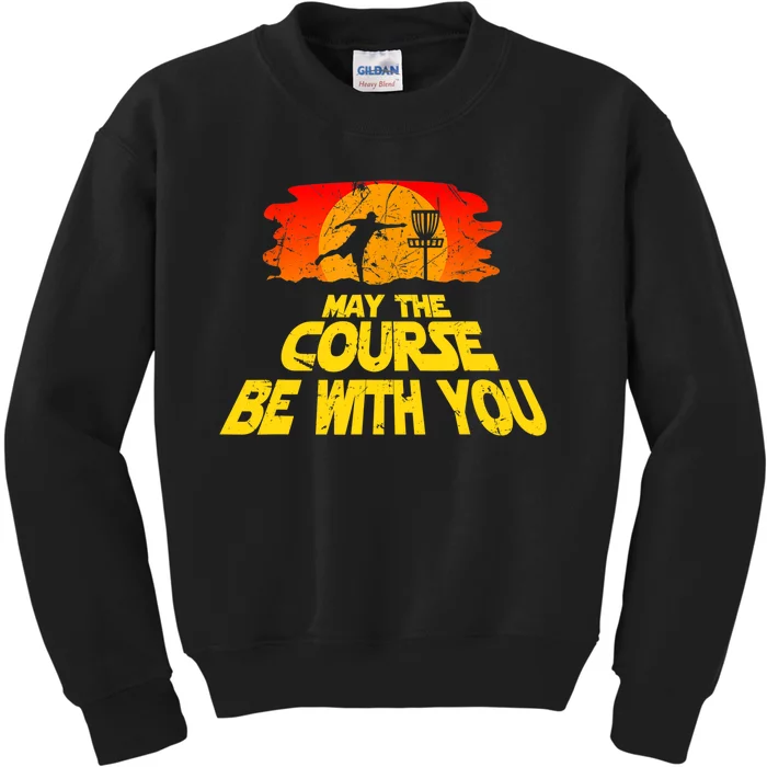 Disc Golf Shirt May The Course Be With You Trendy Golf Tee Kids Sweatshirt